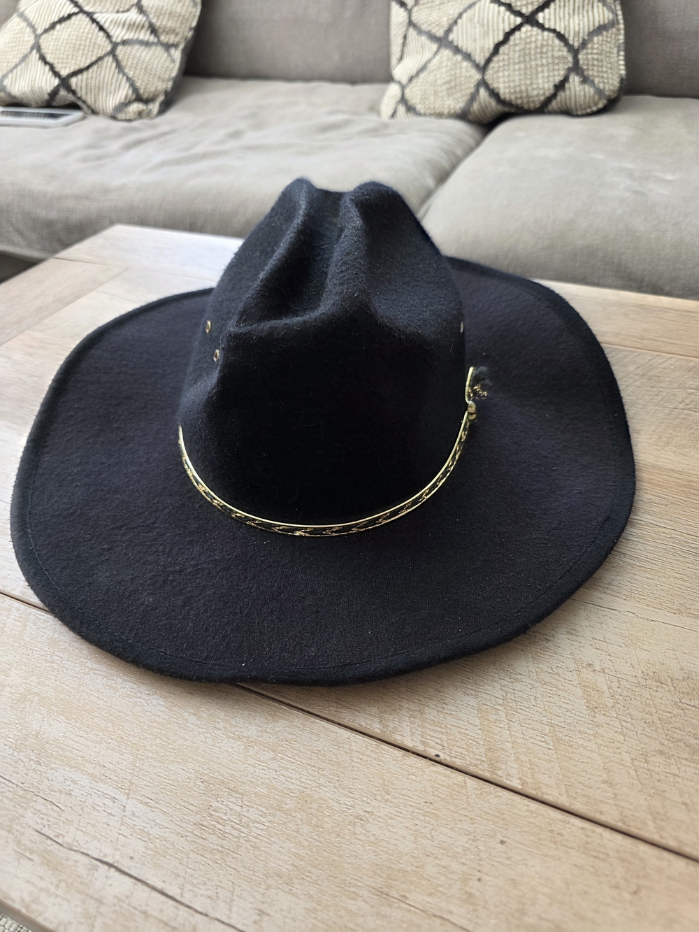 Western Express Black Felt Cowboy Hat Gold Band Western Rodeo - Picture 3 of 5